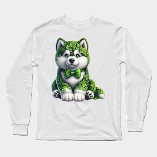 Clover Siberian Husky Dog St Patricks Day Long Sleeve T-Shirt